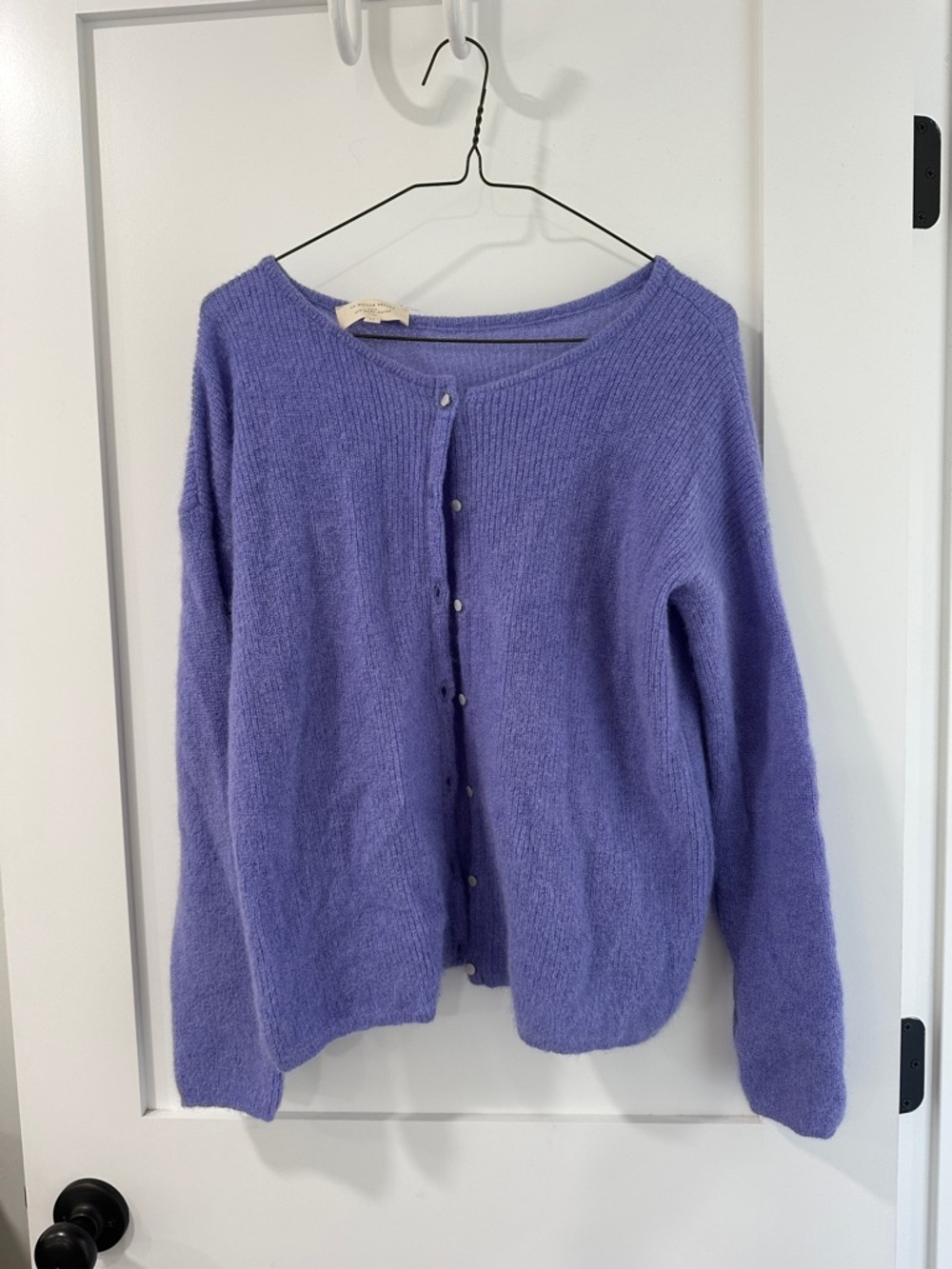 Sezane Lavender Purple Button-Front Cardigan
